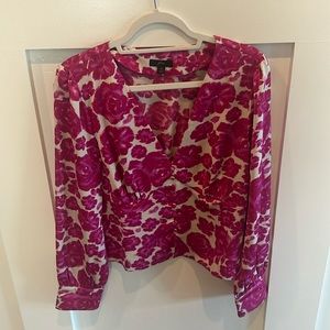 J.CREW  fuchsia and cream blouse